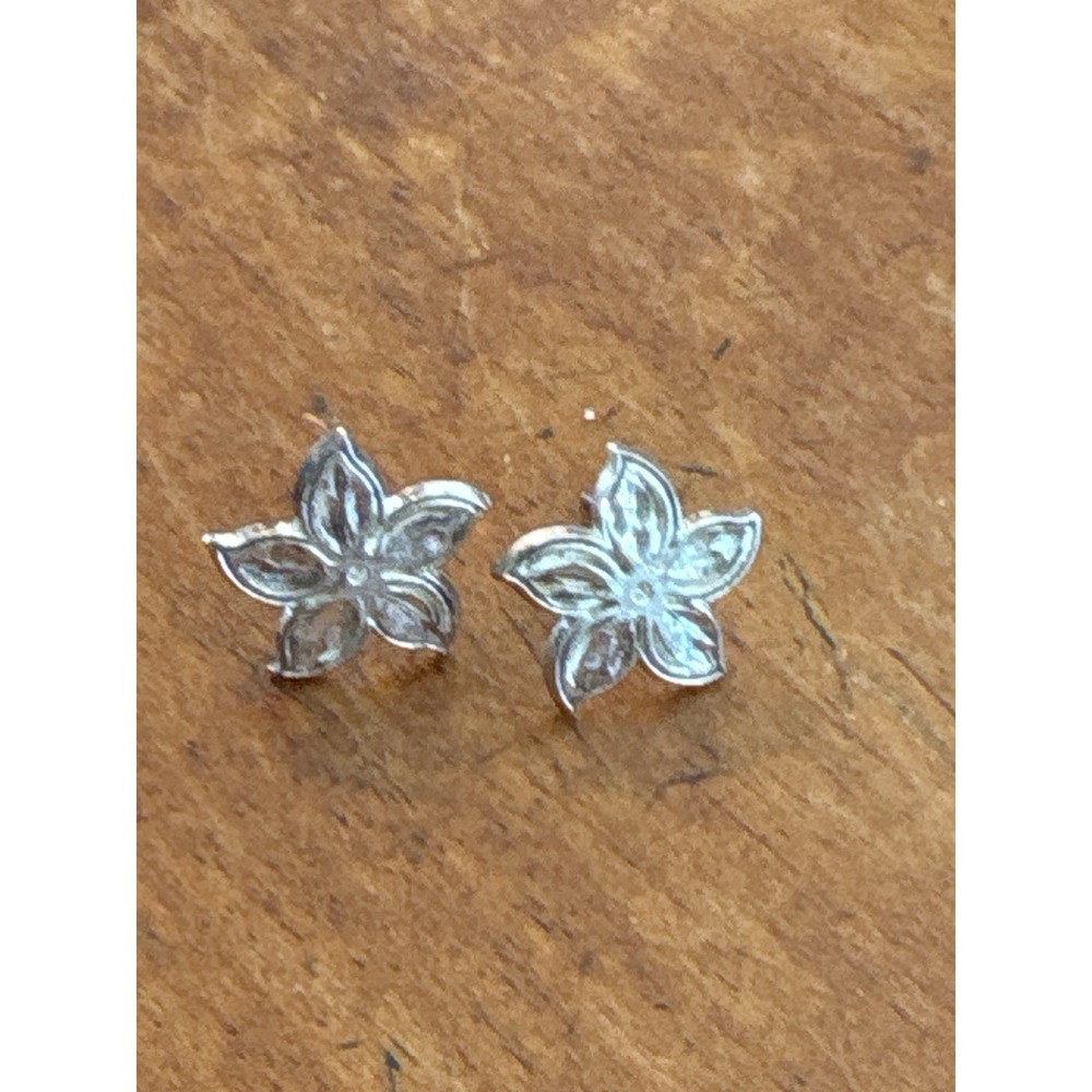 Javier Sterling‎ Silver Flower Stud Earrings Floral 925 Vintage